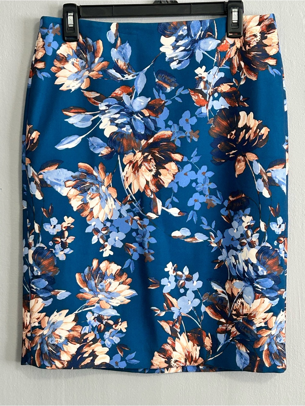 Talbots Blue Cream & Beige Floral Pencil Skirt